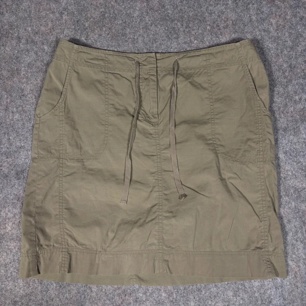 J.Jill Cargo Skirt Women 10 Olive‎ Green Drawstring Cotton Stretch Utility Mini